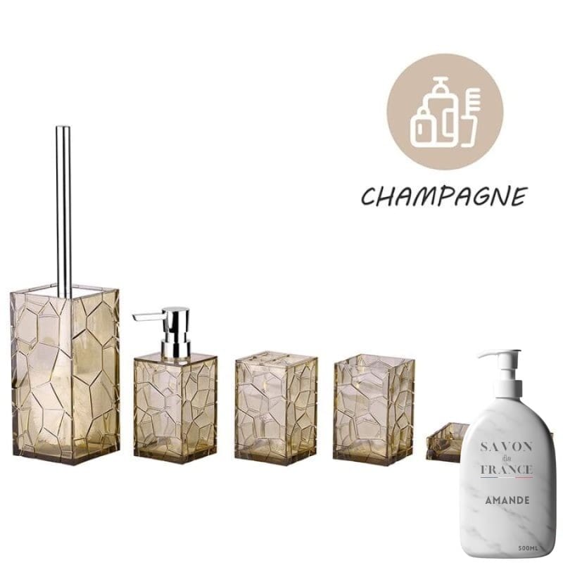 Ensemble d’accessoires de salle bain 5 pièces en plastique