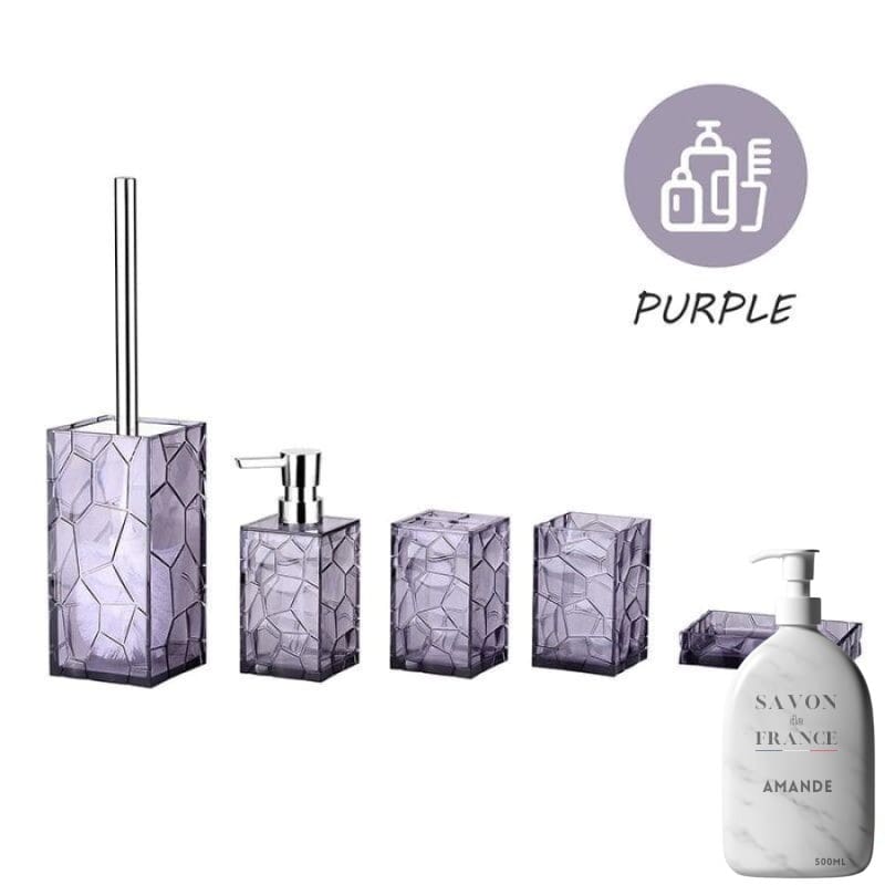 Ensemble d’accessoires de salle bain 5 pièces en plastique