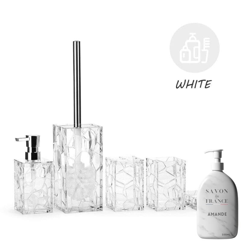 Ensemble d’accessoires de salle bain 5 pièces en plastique